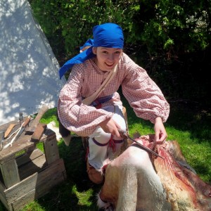 Maidstone Voyageurs fleshing deer hide